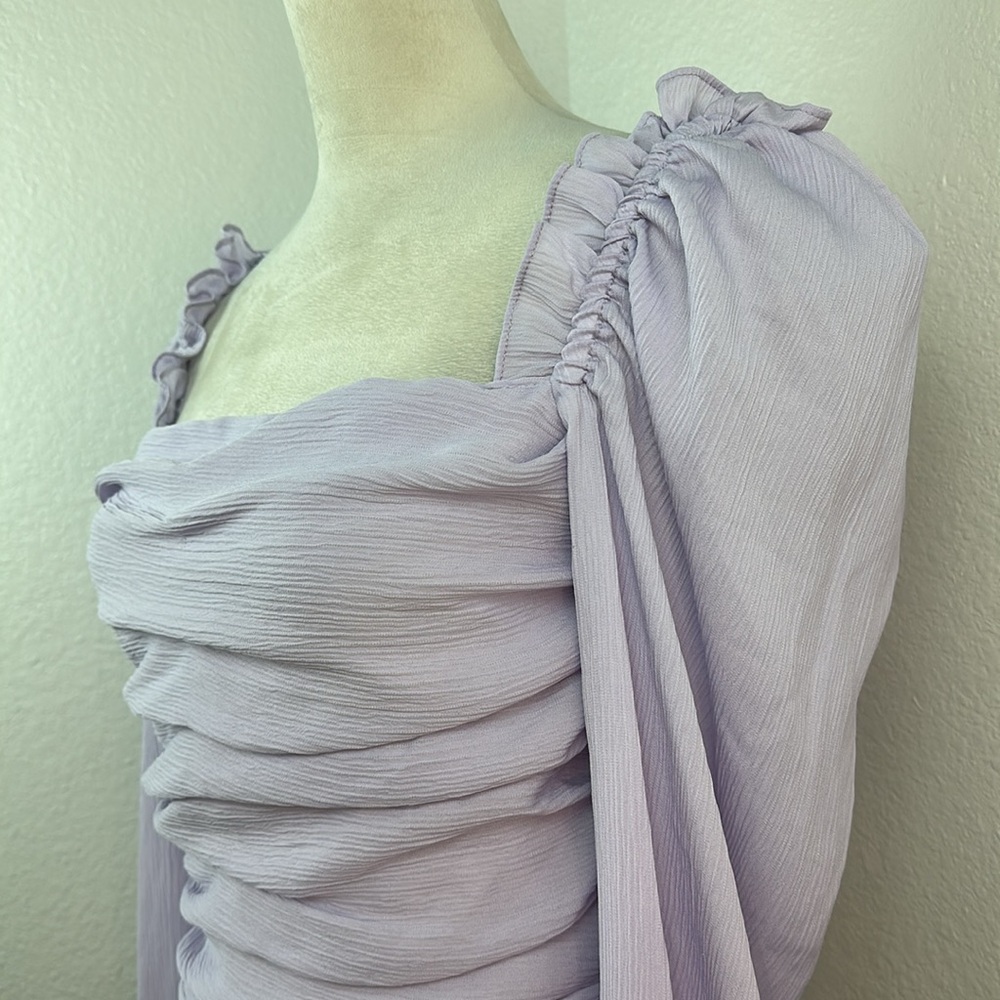 ASTR The Label Pale Purple Puff Sleeve Square Neck Long Sleeve Blouse Size Small - Picture 9 of 13